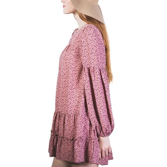 Plus Size Blush Dotted Babydoll Dress - Picture 7 of 9